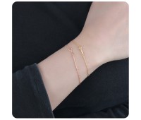 Rose Gold Plated Big Key Silver Bracelet BRS-563-RO-GP